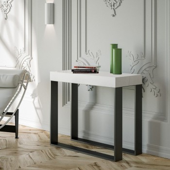 Konzolový stolek Elettra s antracitovým rámem - Rozkládací konzolový stolek 90x40/300 cm Elettra Premium Natural Oak s antracitovým rámem