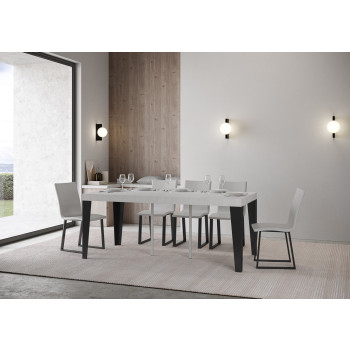 Konzolový stolek Flame s antracitovými nohami - Rozkládací konzolový stolek Flame Premium 90x40/300 cm s bílým jasanovým dřevem a antracitovými nohami