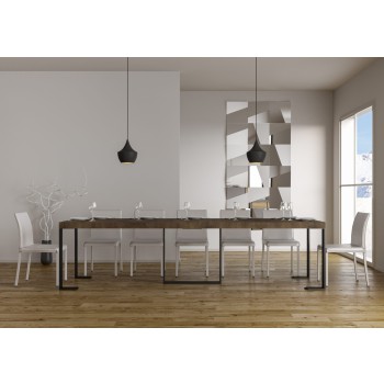 Konzolový stolek Futura s antracitovým rámem - Rozkládací konzolový stolek 90x40/300 cm Futura Premium Natural Oak s antracitovým rámem