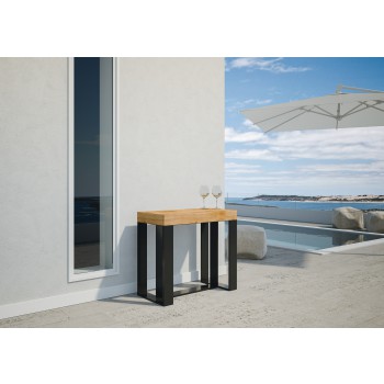 Konzolový stolek Futura s antracitovým rámem - Rozkládací konzolový stolek 90x40/300 cm Futura Premium Natural Oak s antracitovým rámem