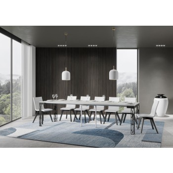 Konzolový stolek Ghibli Evolution s antracitovým rámem - Rozkládací konzolový stolek 90x40/300 cm Ghibli Evolution White Ash s antracitovým rámem