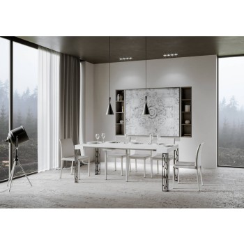 Konzolový stolek Ghibli s antracitovým rámem - Rozkládací konzolový stolek 90x40/196 cm Ghibli Small White Ash s antracitovým rámem