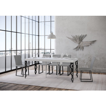 Konzolový stolek Karamay Premium s antracitovými nohami - Rozkládací konzolový stolek Karamay Premium 90x40/300 cm, bílý jasan, antracitové nohy