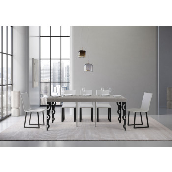 Konzolový stolek Karamay Premium s antracitovými nohami - Rozkládací konzolový stolek Karamay Premium 90x40/300 cm, bílý jasan, antracitové nohy