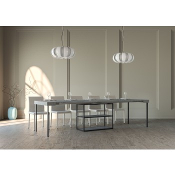 Konzolový stolek Plano s antracitovým rámem - Rozkládací konzolový stolek 90x40/300 cm Plano Bílý jasan s antracitovým rámem