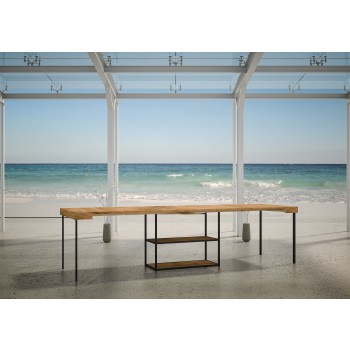 Konzolový stolek Plano s antracitovým rámem - Rozkládací konzolový stolek 90x40/300 cm Plano Bílý jasan s antracitovým rámem