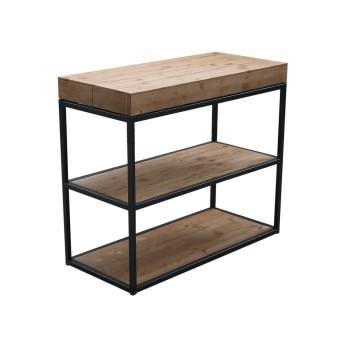 Konzolový stolek Plano s antracitovým rámem - Rozkládací konzolový stolek 90x40/300 cm Plano Bílý jasan s antracitovým rámem