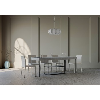 Konzolový stolek Plano s antracitovým rámem - Rozkládací konzolový stolek 90x40/300 cm Plano Premium Natural Oak s antracitovým rámem