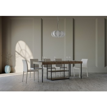 Konzolový stolek Plano s antracitovým rámem - Rozkládací konzolový stolek 90x40/300 cm Plano Premium Natural Oak s antracitovým rámem