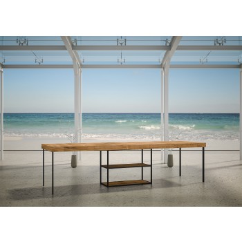 Konzolový stolek Plano s antracitovým rámem - Rozkládací konzolový stolek 90x40/300 cm Plano Premium Natural Oak s antracitovým rámem