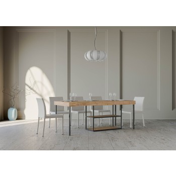 Konzolový stolek Plano s antracitovým rámem - Rozkládací konzolový stolek 90x40/300 cm Plano Premium Natural Oak s antracitovým rámem