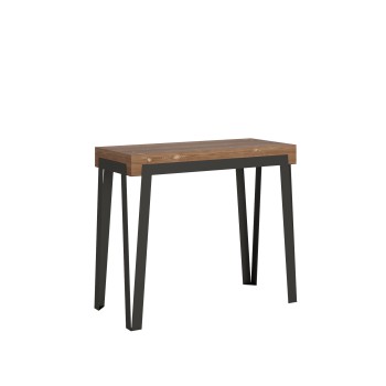 Konzolový stolek Rio s antracitovým rámem - Rozkládací konzolový stolek 90x40/196 cm Rio Small Premium Natural Oak s antracitovým rámem