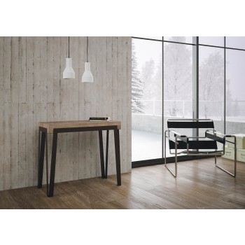 Konzolový stolek Rio s antracitovým rámem - Rozkládací konzolový stolek 90x40/196 cm Rio Small Premium Natural Oak s antracitovým rámem