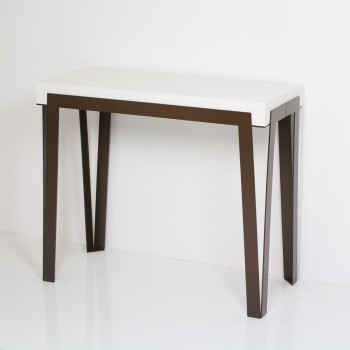 Konzolový stolek Rio s rezavým rámem - Rozkládací konzolový stolek 90x40/196 cm Rio Malý přírodní dub s rezavým rámem