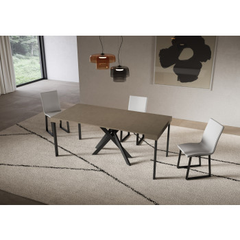 Konzolový stolek Saki s antracitovými nohami - Rozkládací kašmírový konzolový stolek Saki 90x40/300 cm s antracitovými nohami