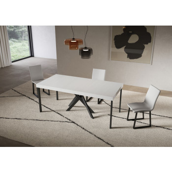 Konzolový stolek Saki Premium s antracitovými nohami - Rozkládací konzolový stolek 90x40/300 cm Saki Premium kašmír s antracitovými nohami