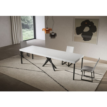 Konzolový stolek Saki Premium s antracitovými nohami - Rozkládací konzolový stolek 90x40/300 cm Saki Premium kašmír s antracitovými nohami