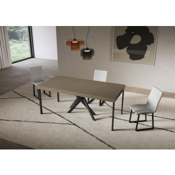 Konzolový stolek Saki Premium s antracitovými nohami - Rozkládací konzolový stolek 90x40/300 cm Saki Premium kašmír s antracitovými nohami