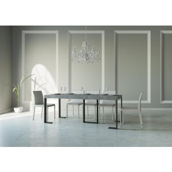 Konzolový stolek Sintesi s antracitovým rámem - Rozkládací konzolový stolek 90x40/300 cm Sintesi Premium Natural Oak s antracitovým rámem