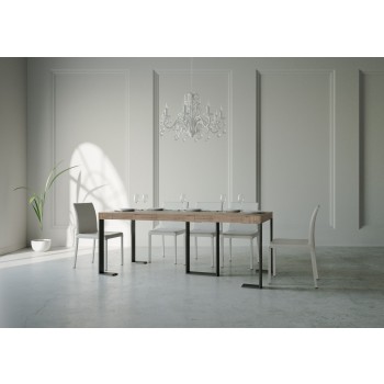 Konzolový stolek Sintesi s antracitovým rámem - Rozkládací konzolový stolek 90x40/300 cm Sintesi Premium Natural Oak s antracitovým rámem