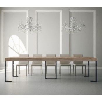 Konzolový stolek Sintesi s antracitovým rámem - Rozkládací konzolový stolek 90x40/300 cm Sintesi Premium Natural Oak s antracitovým rámem