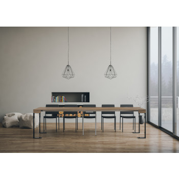 Konzolový stolek Tecno s antracitovými nohami - Rozkládací konzolový stolek Tecno 90x40/300 cm bílý jasan s antracitovými nohami