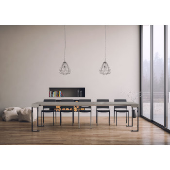 Konzolový stolek Tecno s antracitovými nohami - Rozkládací konzolový stolek Tecno 90x40/300 cm bílý jasan s antracitovými nohami