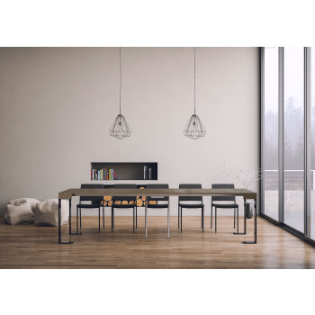Konzolový stolek Tecno s antracitovými nohami - Rozkládací konzolový stolek Tecno 90x40/300 cm bílý jasan s antracitovými nohami