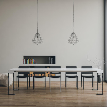 Konzolový stolek Tecno s antracitovými nohami - Rozkládací konzolový stolek Tecno 90x40/300 cm bílý jasan s antracitovými nohami