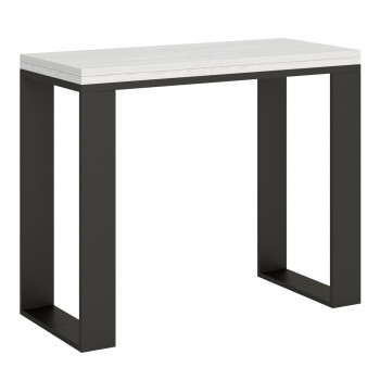 Konzolový stolek Tecno s antracitovými nohami - Rozkládací konzolový stolek Tecno 90x40/300 cm bílý jasan s antracitovými nohami