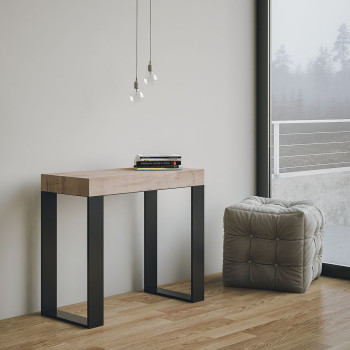 Konzolový stolek Tecno s antracitovými nohami - Rozkládací konzolový stolek Tecno 90x40/300 cm bílý jasan s antracitovými nohami