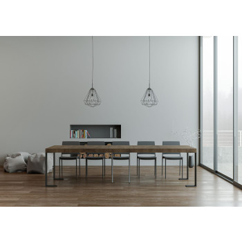 Konzolový stolek Tecno s antracitovými nohami - Rozkládací konzolový stolek Tecno Premium 90x40/300 cm v přírodním dubu s antracitovými nohami