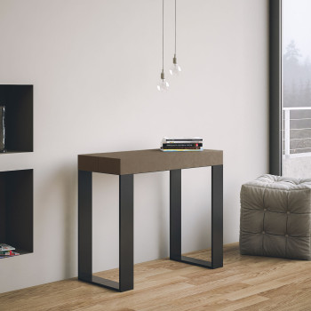 Konzolový stolek Tecno s antracitovými nohami - Rozkládací konzolový stolek Tecno Premium 90x40/300 cm v přírodním dubu s antracitovými nohami