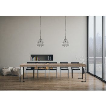 Konzolový stolek Tecno s antracitovými nohami - Rozkládací konzolový stolek Tecno Premium 90x40/300 cm v přírodním dubu s antracitovými nohami