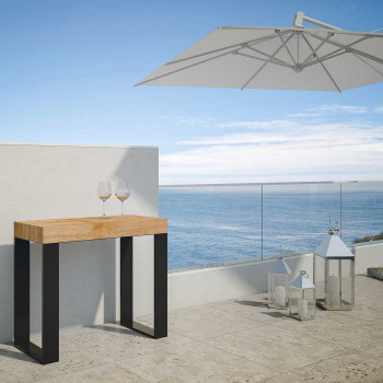 Konzolový stolek Tecno s antracitovými nohami - Rozkládací konzolový stolek Tecno Premium 90x40/300 cm v přírodním dubu s antracitovými nohami