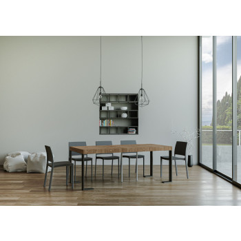 Konzolový stolek Tecno s antracitovými nohami - Rozkládací konzolový stolek Tecno Premium 90x40/300 cm v přírodním dubu s antracitovými nohami