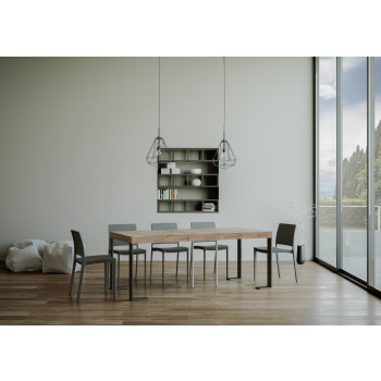Konzolový stolek Tecno s antracitovými nohami - Rozkládací konzolový stolek Tecno Premium 90x40/300 cm v přírodním dubu s antracitovými nohami