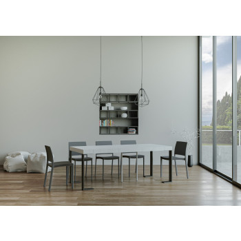 Konzolový stolek Tecno s antracitovými nohami - Rozkládací konzolový stolek Tecno Premium 90x40/300 cm v přírodním dubu s antracitovými nohami