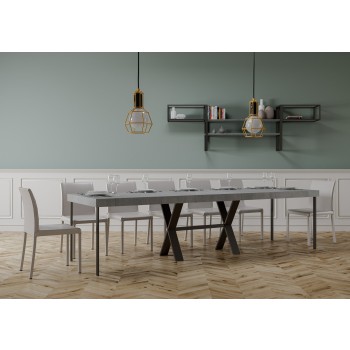 Konzolový stolek Xenia s antracitovým rámem - Rozkládací konzolový stolek 90x40/300 cm Xenia Premium Natural Oak s antracitovým rámem