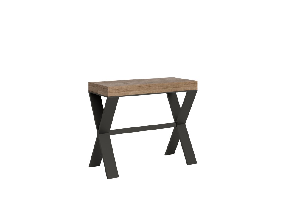 Konzolový stolek Xenia s antracitovým rámem - Rozkládací konzolový stolek 90x40/300 cm Xenia Premium Natural Oak s antracitovým rámem