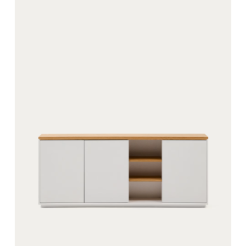 Abilen 3dveřová příborník, dubová dýha a bílý lak, 180 x 75 cm, FSC 100%