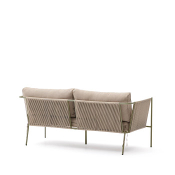 Dvoumístná venkovní pohovka Zivia ze surového lana a zelené pozinkované oceli 178 cm