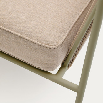 Dvoumístná venkovní pohovka Zivia ze surového lana a zelené pozinkované oceli 178 cm