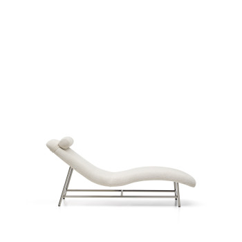 Pohovka Osla v béžové chenilkové barvě s nohami z kartáčované nerezové oceli 175 cm