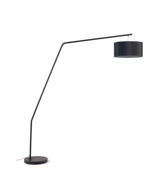 Stojací lampa Ciana z kovu s černou povrchovou úpravou a stropní lampa z bavlny