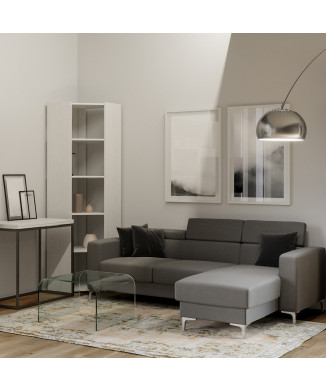 Rohová knihovna Kato - rohová kompozice Kato se 6 policemi, 2 boky + 2 zadní panely, bílý jasan