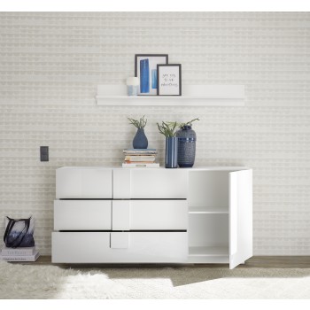 JUPITER Příborník s 1 dveřmi a 3 zásuvkami, 182x44x90 cm