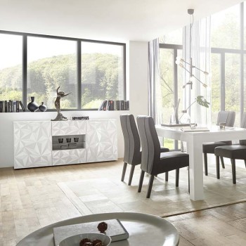 Příborník PRISMA se 2 dveřmi a 2 zásuvkami v bílé barvě