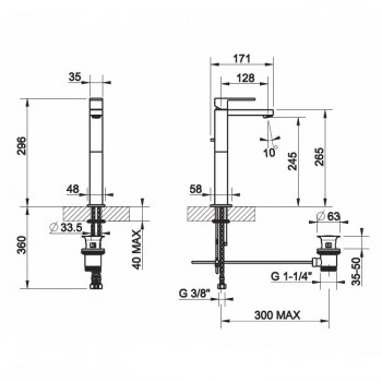 GESSI 11922 vysoká páková umyvadlová baterie bez odtoku