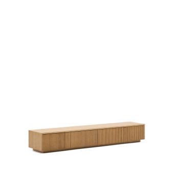TV stolek Helvine se 4 zásuvkami, dubová dýha, 200 x 30 cm, FSC 100%